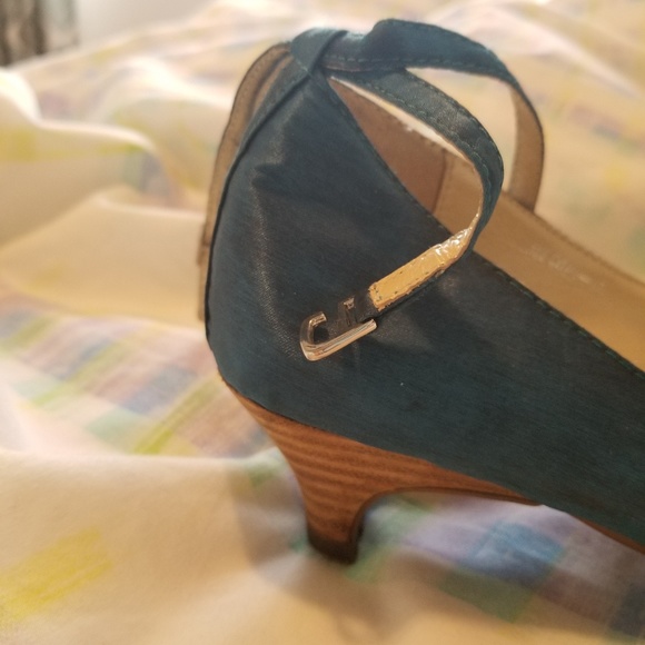 The Lab Teal Satin Kitten Heel - Picture 3 of 8